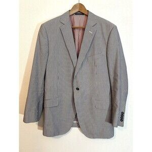 Blazer Blue Seer Sucker Men’s 40 Classic Vintage J Hilburn JSW Red Lining